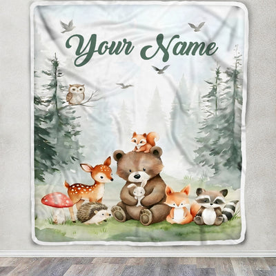Personalized Baby Blanket For Boys Girls Custom With Name Blankets For Kids Safari Jungle Animals Baby Toddler Gifts For Birthday Customized Fleece Blanket | siriusteestore