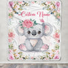 Personalized Baby Blanket With Name Baby Girls Koala For Newborns Nursery Daughter Granddaughter Niece Birthday Christmas Customized Fleece Blanket | siriusteestore