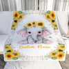 Personalized Baby Blanket With Name Custom Elephant Sunflower Newborn Baby Girl Children Kids Daughter Granddaughter Niece Birthday Christmas Fleece Blanket | siriusteestore