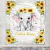 Personalized Baby Blanket With Name Custom Elephant Sunflower Newborn Baby Girl Children Kids Daughter Granddaughter Niece Birthday Christmas Fleece Blanket | siriusteestore