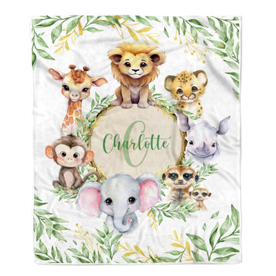 Personalized Baby Blanket With Name For Boy Girl Animals Newborn Kids Son Daughter Niece Granddaughter Birthday Christmas Customized Bed Fleece Throw Blanket | siriusteestore