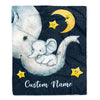Personalized Baby Blanket for Baby Boy Girl Elephant Stars Custom Name Newborn Son Daughter Grandson Niece Nephew Birthday Customized Christmas Fleece Blanket | siriusteestore