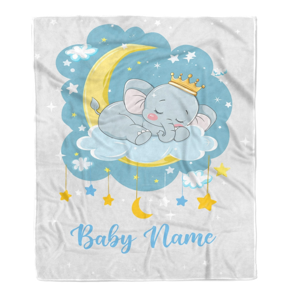 Personalized Baby Elephant Blanket For Boy Girl Custom Baby Name Elephant Newborn Nursery Daughter Son Niece Nephew Birthday Christmas Bed Fleece Throw Blanket | siriusteestore