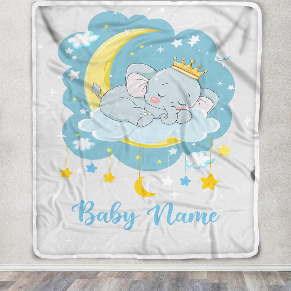 Personalized Baby Elephant Blanket For Boy Girl Custom Baby Name Elephant Newborn Nursery Daughter Son Niece Nephew Birthday Christmas Bed Fleece Throw Blanket | siriusteestore