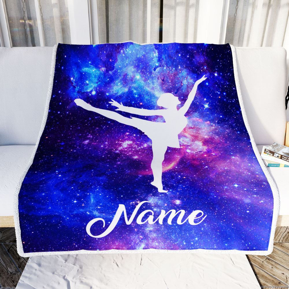 Personalized Ballet Dance Blanket Galaxy Custom With Name For Daughter Niece Granddaughter Birthday Christmas Graduation Customized Bed Fleece Blanket | siriusteestore