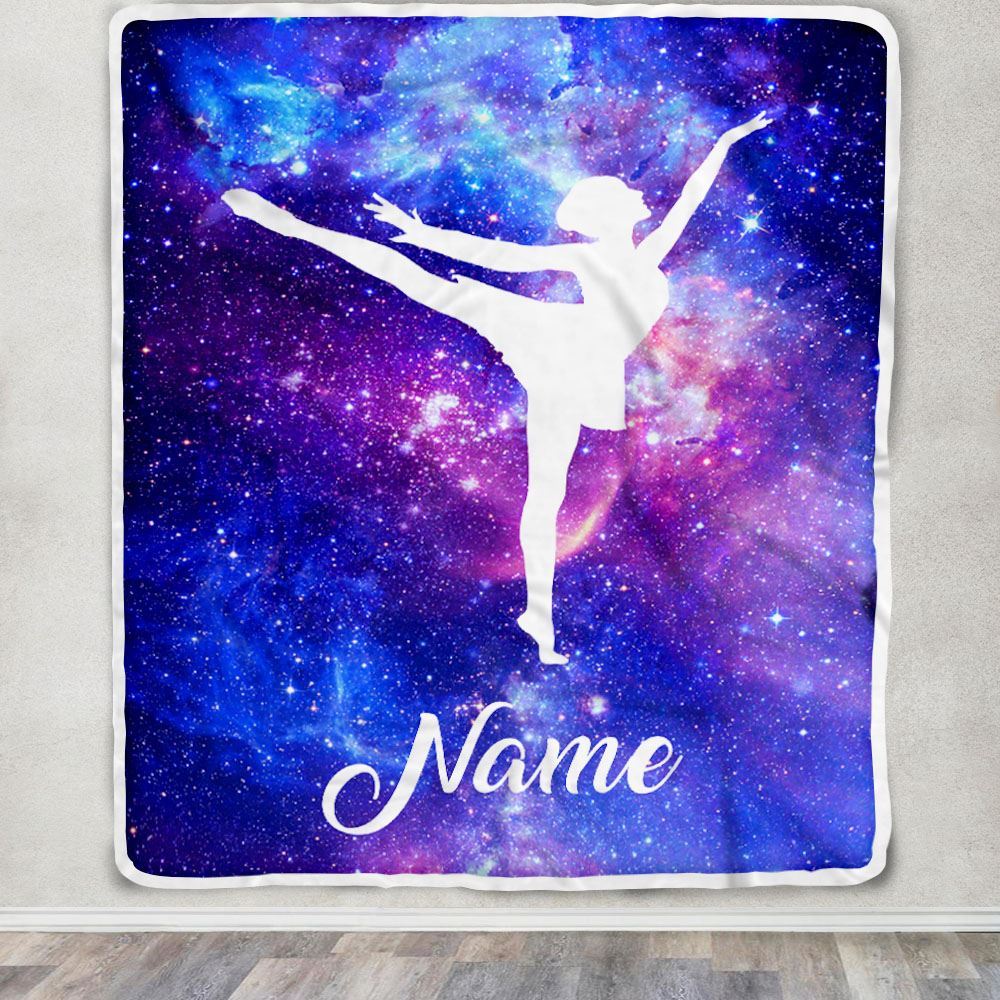 Personalized Ballet Dance Blanket Galaxy Custom With Name For Daughter Niece Granddaughter Birthday Christmas Graduation Customized Bed Fleece Blanket | siriusteestore