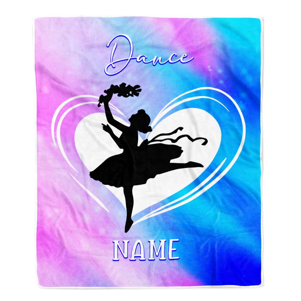 Personalized Ballet Dance Yoga Blanket Heart Custom With Name For Daughter Niece Granddaughter Birthday Graduation Christmas Customized Bed Fleece Blanket | siriusteestore