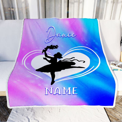 Personalized Ballet Dance Yoga Blanket Heart Custom With Name For Daughter Niece Granddaughter Birthday Graduation Christmas Customized Bed Fleece Blanket | siriusteestore