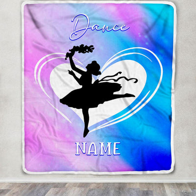 Personalized Ballet Dance Yoga Blanket Heart Custom With Name For Daughter Niece Granddaughter Birthday Graduation Christmas Customized Bed Fleece Blanket | siriusteestore