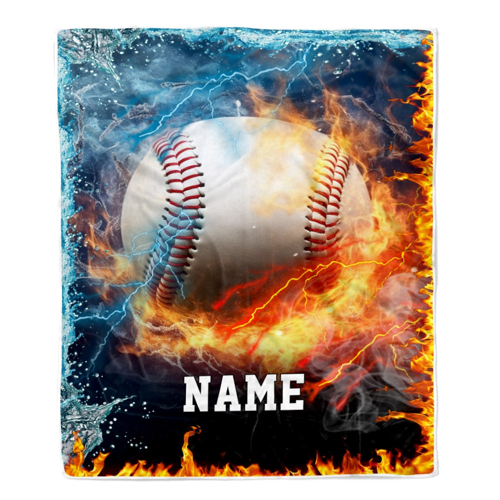 Personalized Baseball Blanket Fire Water A Nice Night American Flag Printed 3D Sport Lover Kids Men Women Birthday Christmas Customized Fleece Blanket | siriusteestore