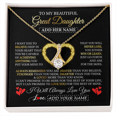 Alluring Beauty Necklace 18K Yellow Gold Finish | 1 | Personalized Beautiful Gift For Daughter From Mom Dad Mother Graduation Necklace Great Daughter Gifts Birthday Christmas Customized Gift Box Message Card | siriusteestore