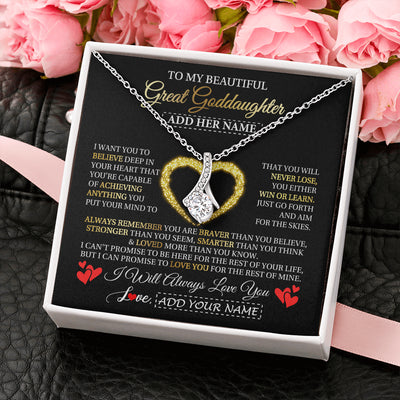 Alluring Beauty Necklace 14K White Gold Finish | 2 | Personalized Beautiful Gift For Goddaughter From Godmother Graduation Necklace Great Goddaughter Gifts Birthday Christmas Customized Gift Box Message Card | siriusteestore