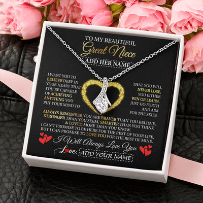 Alluring Beauty Necklace 14K White Gold Finish | 2 | Personalized Beautiful Gift For Niece From Aunt Uncle Auntie Graduation Necklace Great Niece Gifts Birthday Christmas Customized Gift Box Message Card | siriusteestore