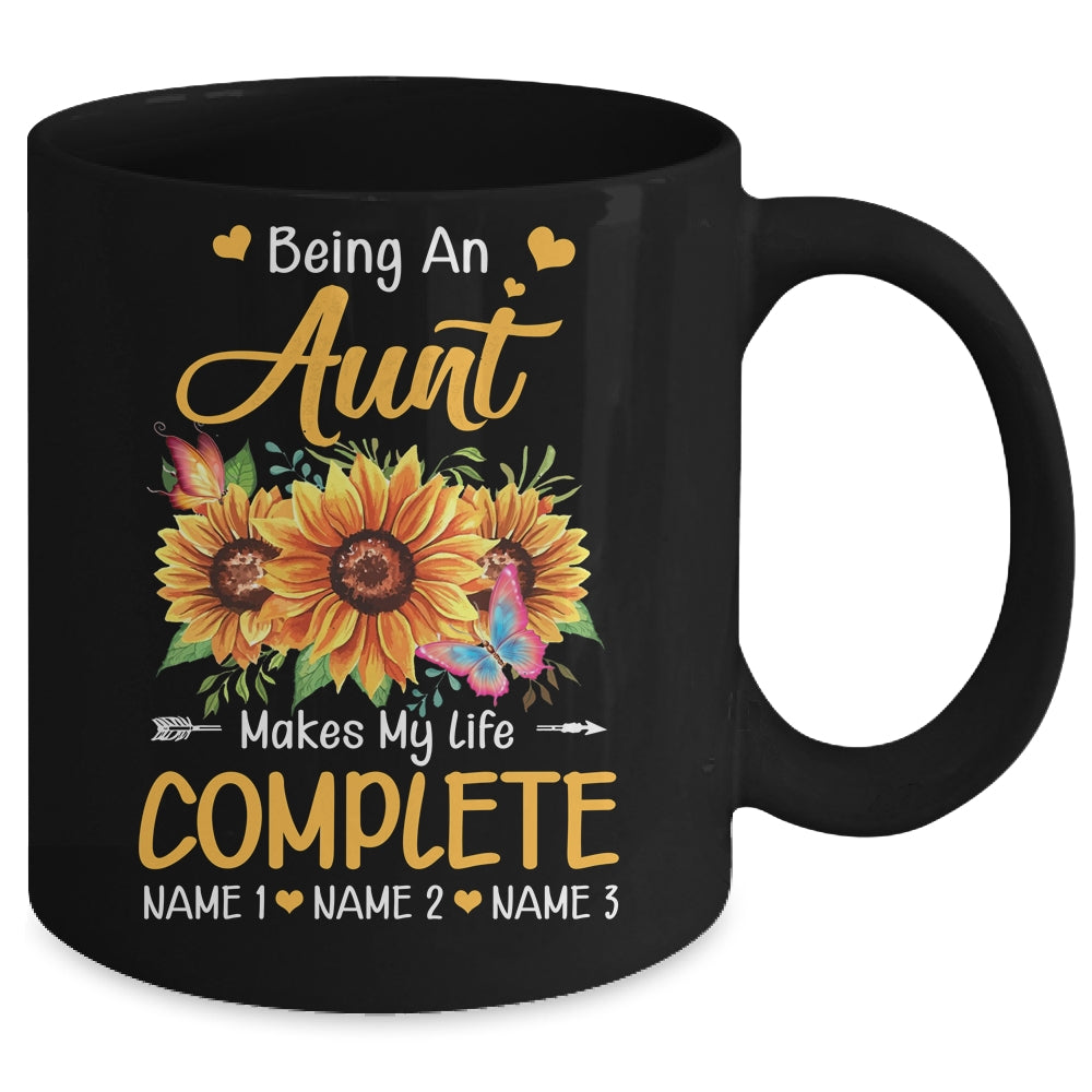 Personalized Being A Aunt Makes My Life Complete Custom With Grandkids Name Mothers Day Birthday Christmas Mug | siriusteestore