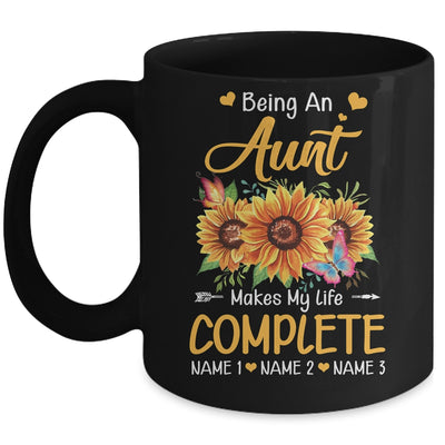 Personalized Being A Aunt Makes My Life Complete Custom With Grandkids Name Mothers Day Birthday Christmas Mug | siriusteestore