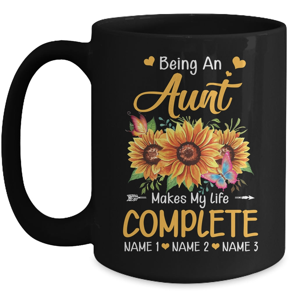 Personalized Being A Aunt Makes My Life Complete Custom With Grandkids Name Mothers Day Birthday Christmas Mug | siriusteestore