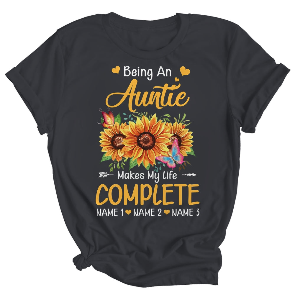 Personalized Being A Auntie Makes My Life Complete Custom With Grandkids Name Mothers Day Birthday Christmas Shirt & Tank Top | siriusteestore
