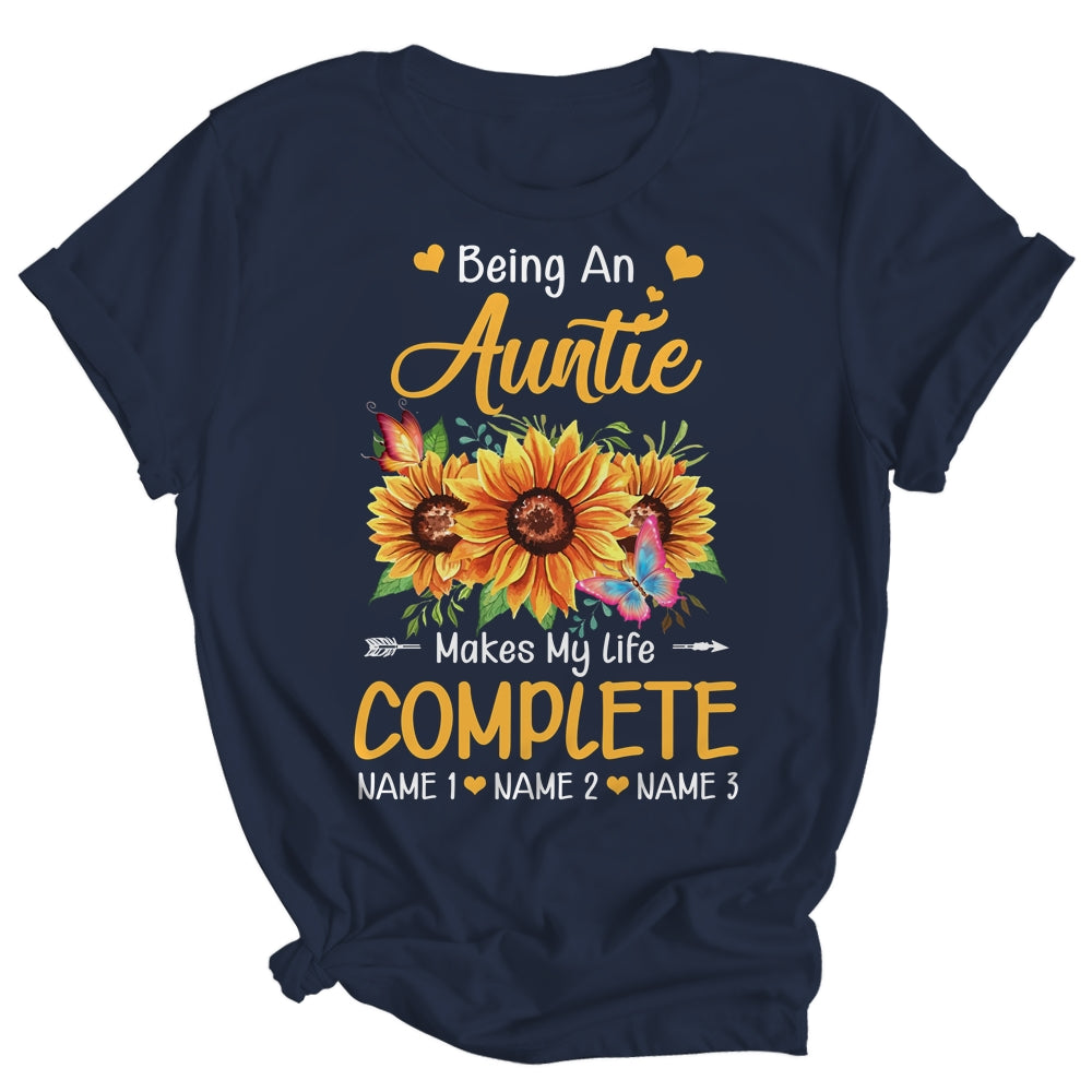 Personalized Being A Auntie Makes My Life Complete Custom With Grandkids Name Mothers Day Birthday Christmas Shirt & Tank Top | siriusteestore
