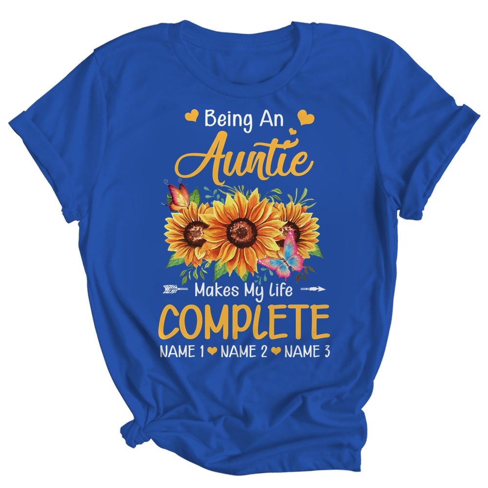 Personalized Being A Auntie Makes My Life Complete Custom With Grandkids Name Mothers Day Birthday Christmas Shirt & Tank Top | siriusteestore