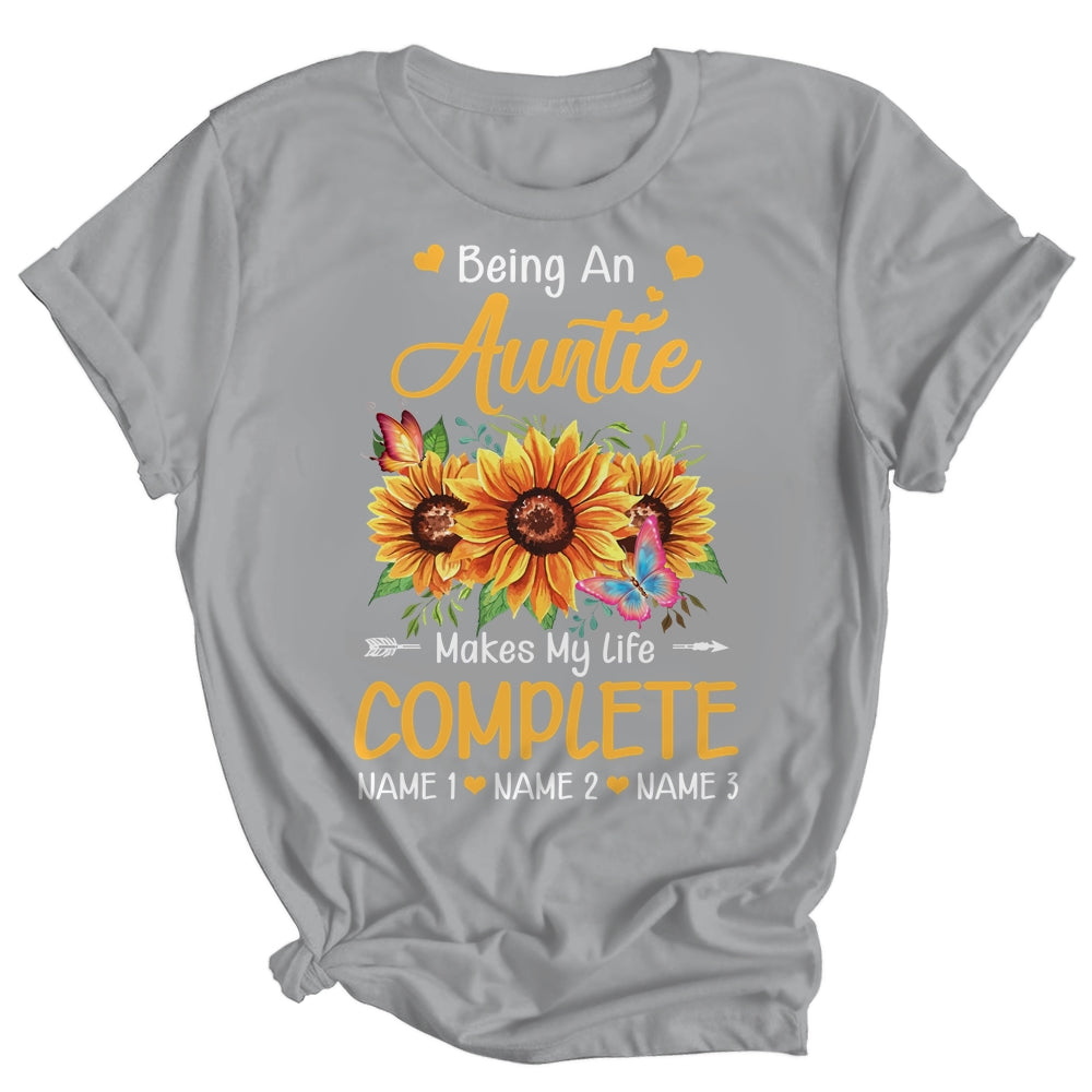 Personalized Being A Auntie Makes My Life Complete Custom With Grandkids Name Mothers Day Birthday Christmas Shirt & Tank Top | siriusteestore