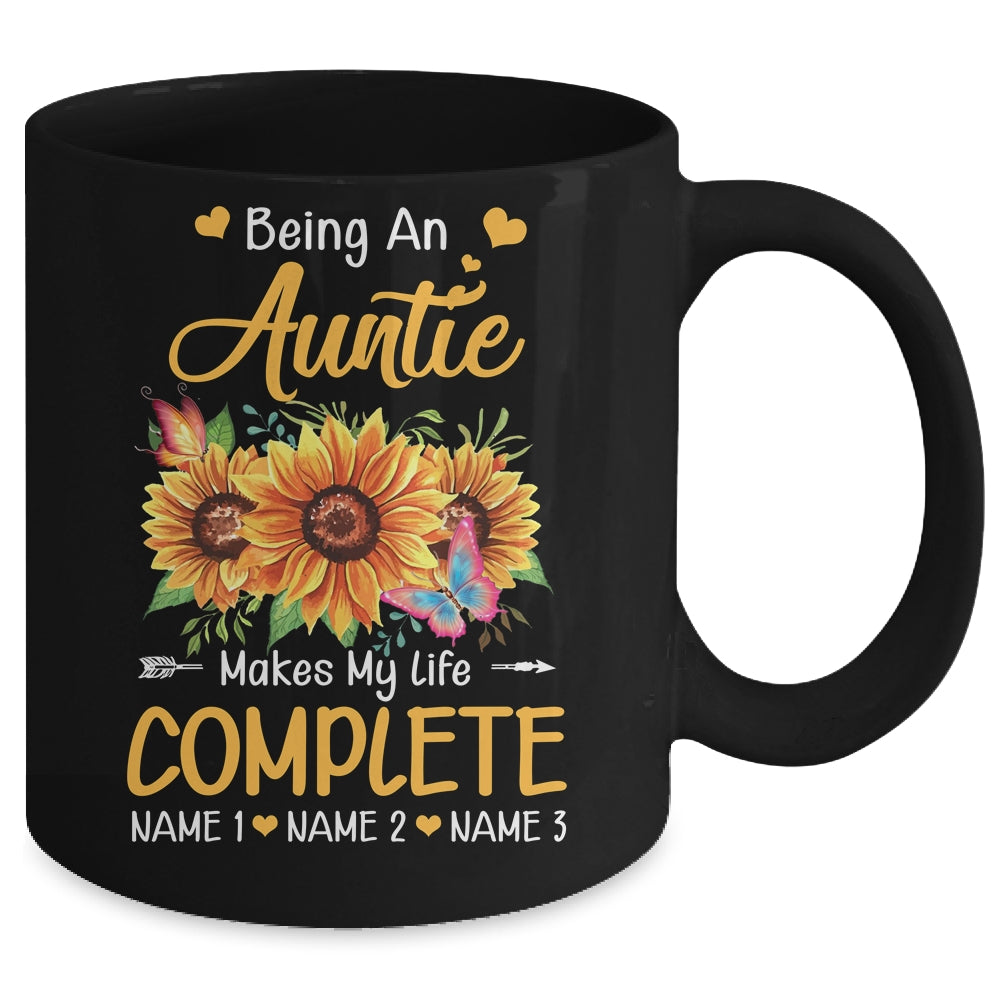 Personalized Being A Auntie Makes My Life Complete Custom With Grandkids Name Mothers Day Birthday Christmas Mug | siriusteestore