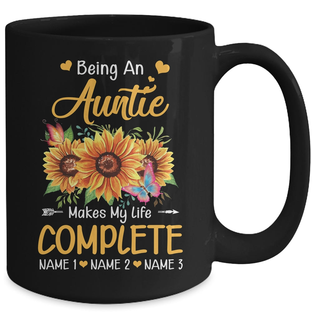 Personalized Being A Auntie Makes My Life Complete Custom With Grandkids Name Mothers Day Birthday Christmas Mug | siriusteestore