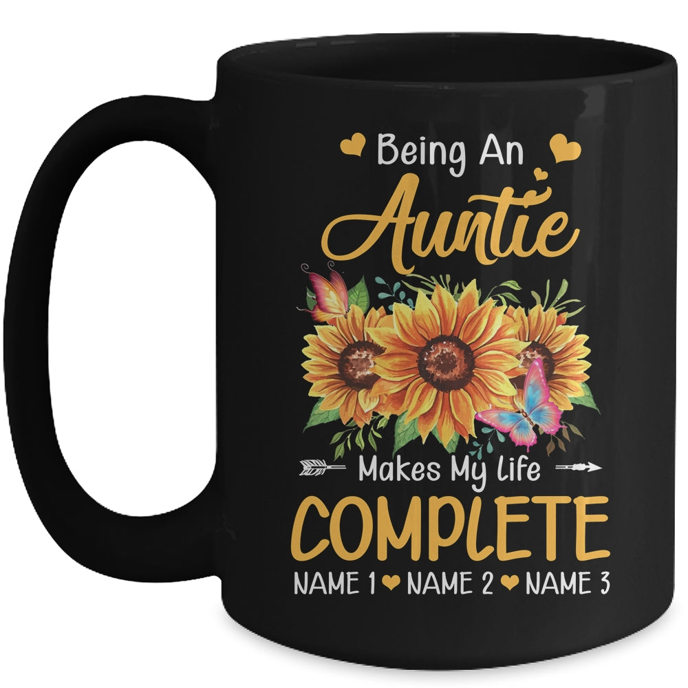 Personalized Being A Auntie Makes My Life Complete Custom With Grandkids Name Mothers Day Birthday Christmas Mug | siriusteestore