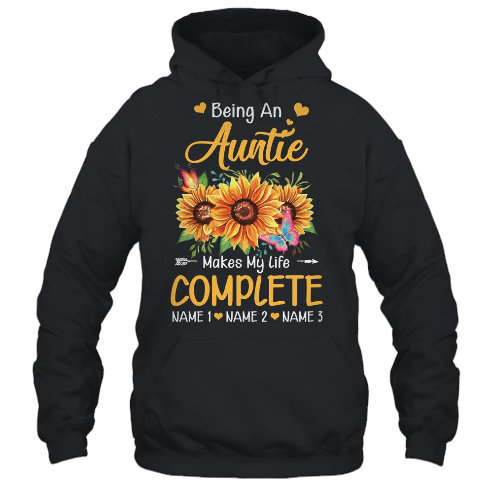 Personalized Being A Auntie Makes My Life Complete Custom With Grandkids Name Mothers Day Birthday Christmas Shirt & Tank Top | siriusteestore