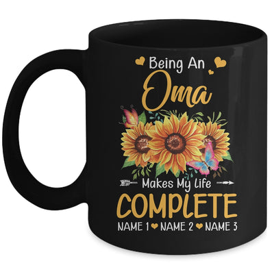 Personalized Being A Oma Makes My Life Complete Custom Grandkids Name Mothers Day Birthday Christmas Mug | siriusteestore