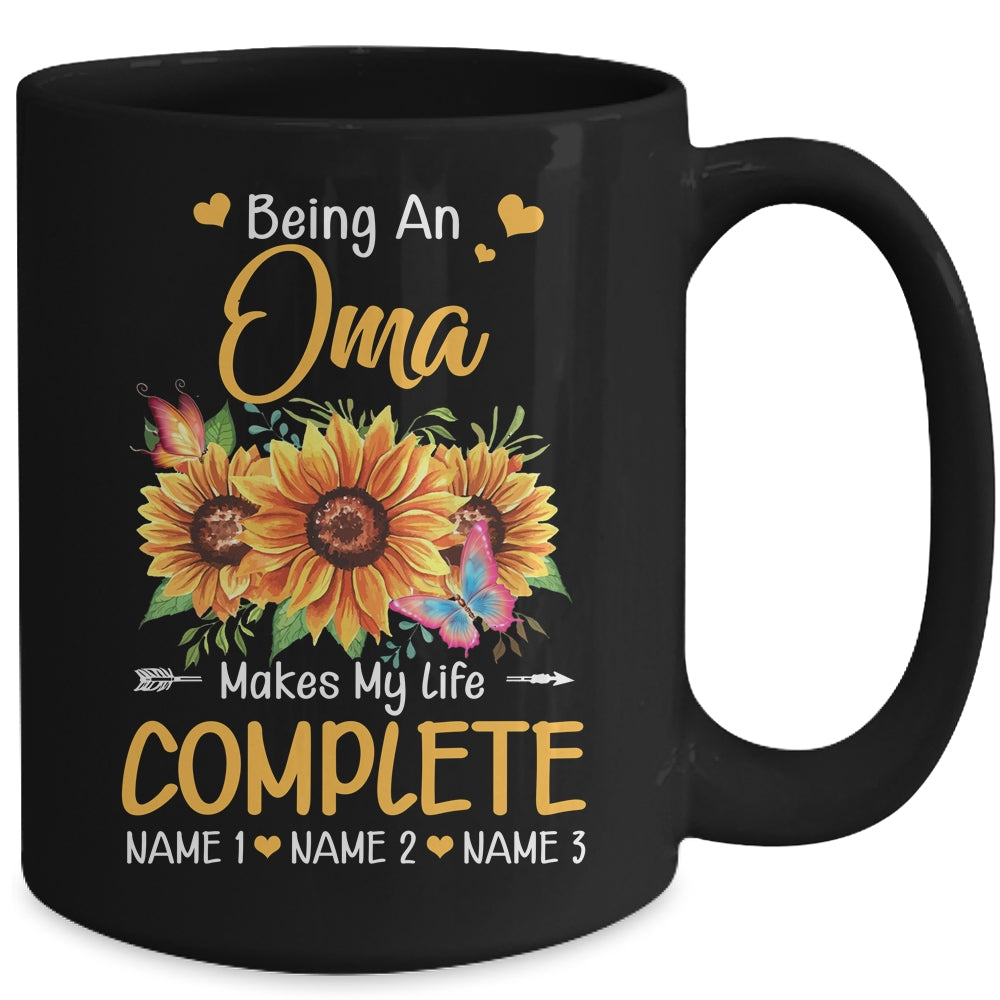 Personalized Being A Oma Makes My Life Complete Custom Grandkids Name Mothers Day Birthday Christmas Mug | siriusteestore