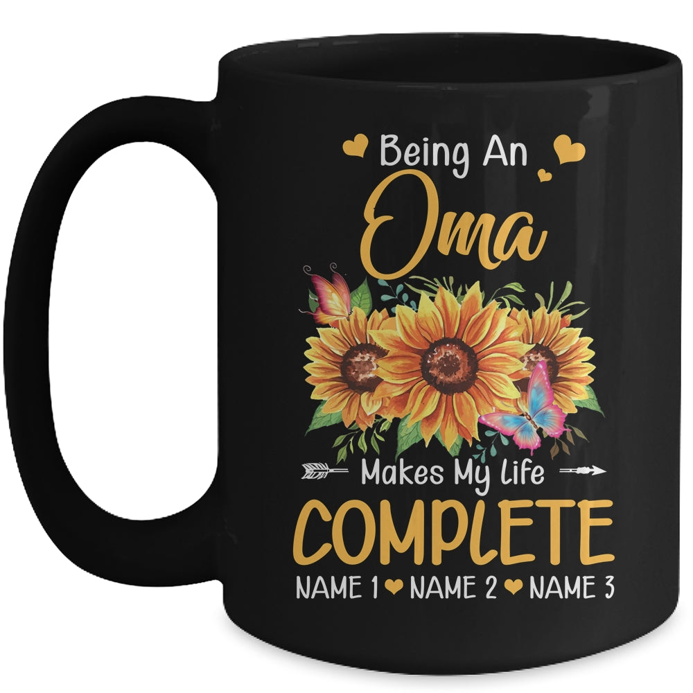 Personalized Being A Oma Makes My Life Complete Custom Grandkids Name Mothers Day Birthday Christmas Mug | siriusteestore