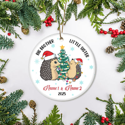 Personalized Big Brother Little Sister 2024 Christmas Ornament Custom Gift for Family Customized Christmas Tree Ornament | siriusteestore