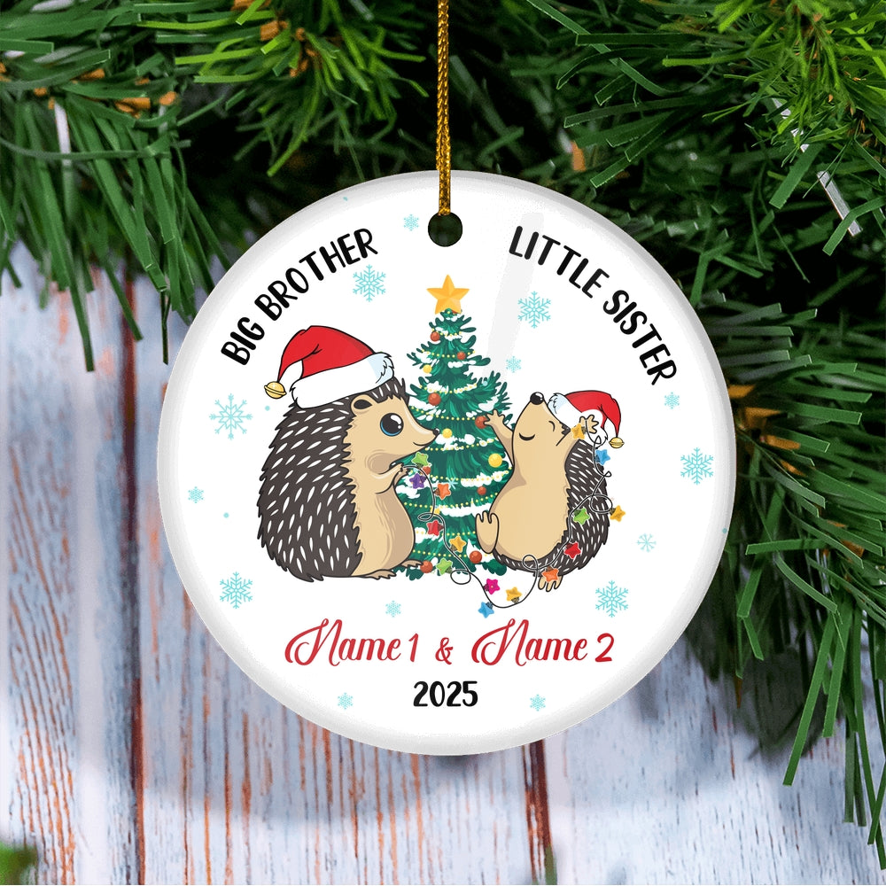 Personalized Big Brother Little Sister 2024 Christmas Ornament Custom Gift for Family Customized Christmas Tree Ornament | siriusteestore
