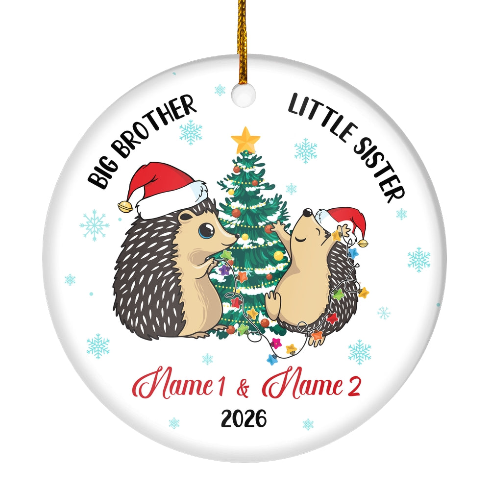 Personalized Big Brother Little Sister 2025 Christmas Ornament Custom Gift for Family Customized Christmas Tree Ornament | siriusteestore