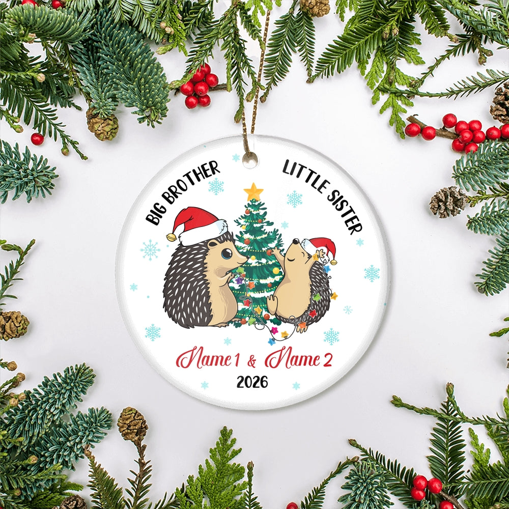 Personalized Big Brother Little Sister 2025 Christmas Ornament Custom Gift for Family Customized Christmas Tree Ornament | siriusteestore