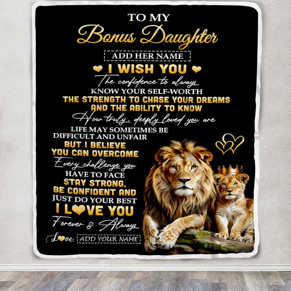 Personalized Birthday Gifts For Bonus Daughter From Stepdad Blanket I Wish You To My Stepdaughter Gifts Graduation Christmas Gift Ideas Custom Fleece Blanket | siriusteestore