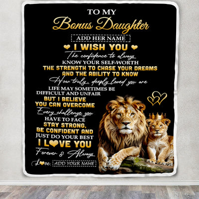 Personalized Birthday Gifts For Bonus Daughter From Stepdad Blanket I Wish You To My Stepdaughter Gifts Graduation Christmas Gift Ideas Custom Fleece Blanket | siriusteestore