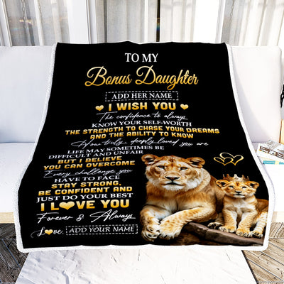 Personalized Birthday Gifts For Bonus Daughter From Stepmom Blanket I Wish You To My Stepdaughter Gifts Graduation Christmas Gift Ideas Custom Fleece Blanket | siriusteestore