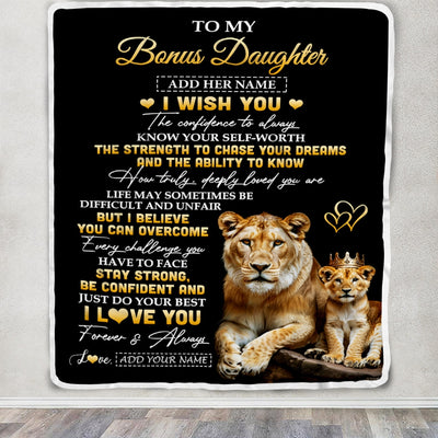 Personalized Birthday Gifts For Bonus Daughter From Stepmom Blanket I Wish You To My Stepdaughter Gifts Graduation Christmas Gift Ideas Custom Fleece Blanket | siriusteestore
