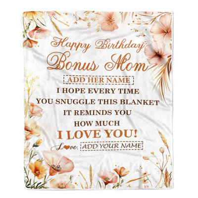 Personalized Birthday Gifts For Bonus Mom Gifts From Stepdaughter Blanket Yellow Happy Birthday Stepmom Unique Gifts Bday Customized Fleece Blanket | siriusteestore