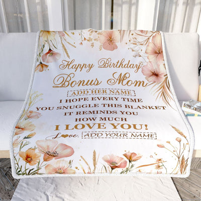 Personalized Birthday Gifts For Bonus Mom Gifts From Stepdaughter Blanket Yellow Happy Birthday Stepmom Unique Gifts Bday Customized Fleece Blanket | siriusteestore