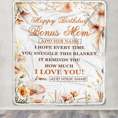 Personalized Birthday Gifts For Bonus Mom Gifts From Stepdaughter Blanket Yellow Happy Birthday Stepmom Unique Gifts Bday Customized Fleece Blanket | siriusteestore