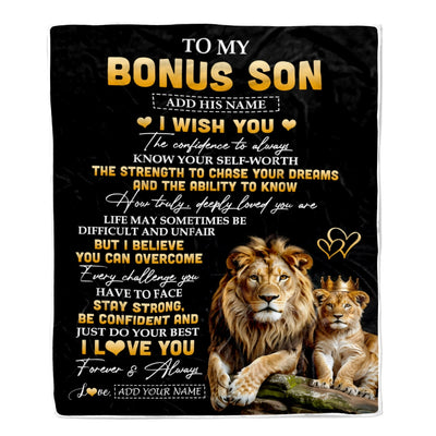 Personalized Birthday Gifts For Bonus Son From Stepdad Blanket I Wish You To My Stepson Gifts Graduation Christmas Gift Ideas Customized Fleece Throw Blanket | siriusteestore