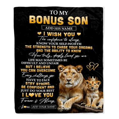 Personalized Birthday Gifts For Bonus Son From Stepmom Blanket I Wish You To My Stepson Gifts Graduation Christmas Gift Ideas Customized Fleece Throw Blanket | siriusteestore