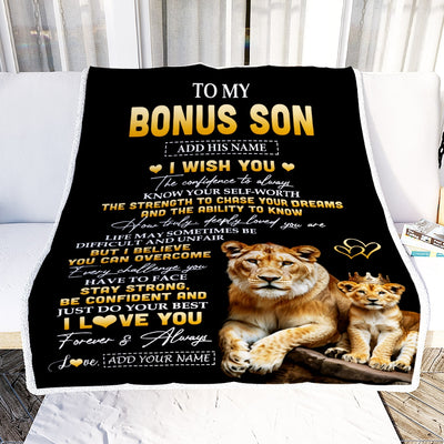 Personalized Birthday Gifts For Bonus Son From Stepmom Blanket I Wish You To My Stepson Gifts Graduation Christmas Gift Ideas Customized Fleece Throw Blanket | siriusteestore