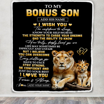Personalized Birthday Gifts For Bonus Son From Stepmom Blanket I Wish You To My Stepson Gifts Graduation Christmas Gift Ideas Customized Fleece Throw Blanket | siriusteestore