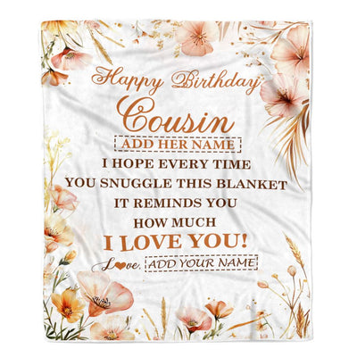 Personalized Birthday Gifts For Cousin Gifts From Family Blanket Yellow Happy Birthday Cousin Unique Gifts Bday Customized Fleece Throw Blanket | siriusteestore