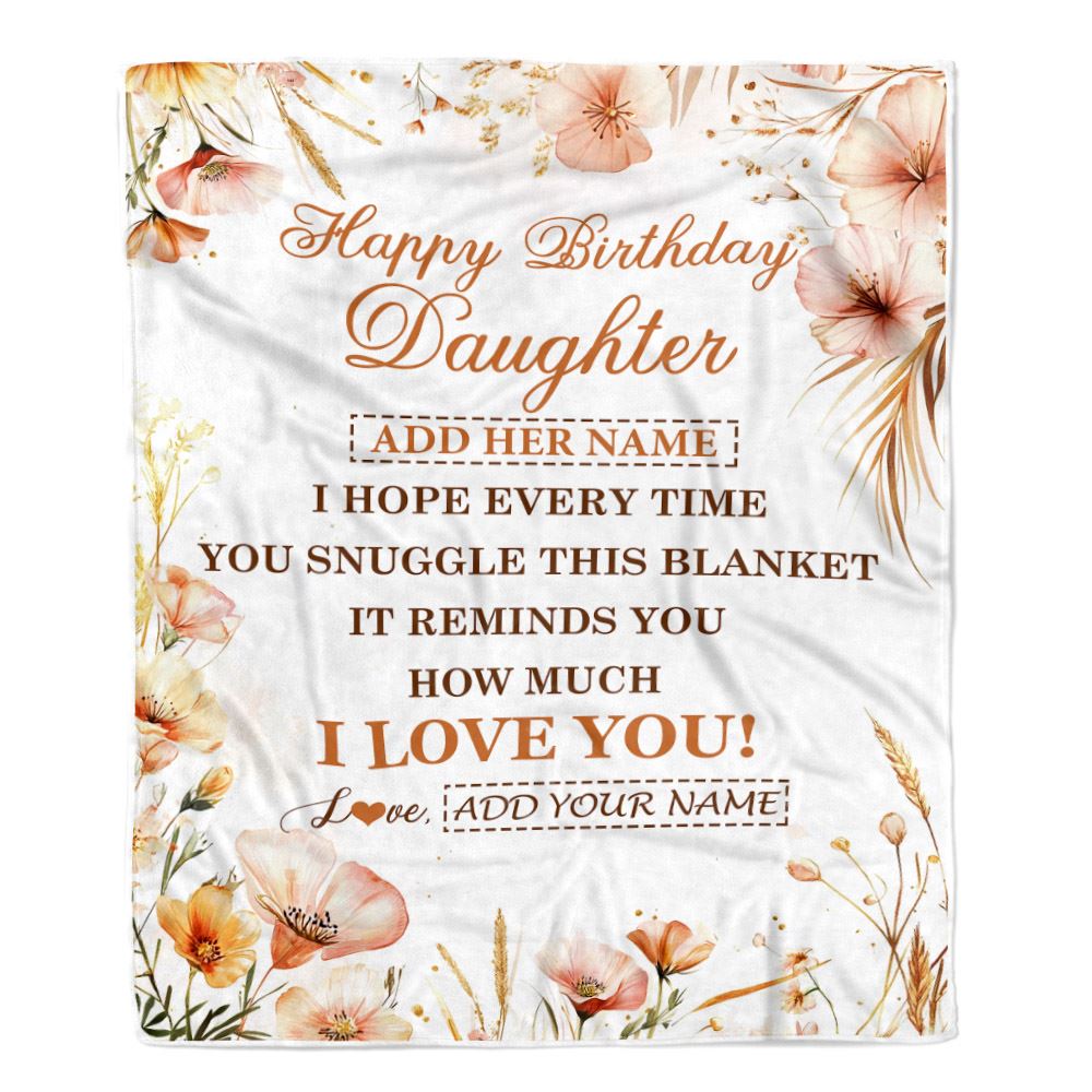 Personalized Birthday Gifts For Daughter Gifts From Mom Dad Blanket Yellow Happy Birthday Daughter Unique Gifts Bday Customized Fleece Throw Blanket | siriusteestore