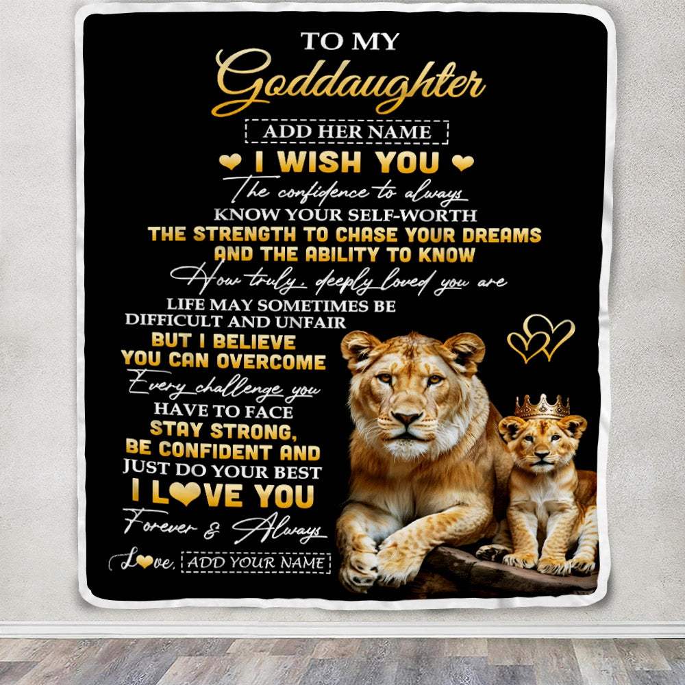 Personalized Birthday Gifts For Goddaughter From Godmother Blanket I Wish You To My Goddaughter Gifts Graduation Christmas Gift Ideas Custom Fleece Blanket | siriusteestore