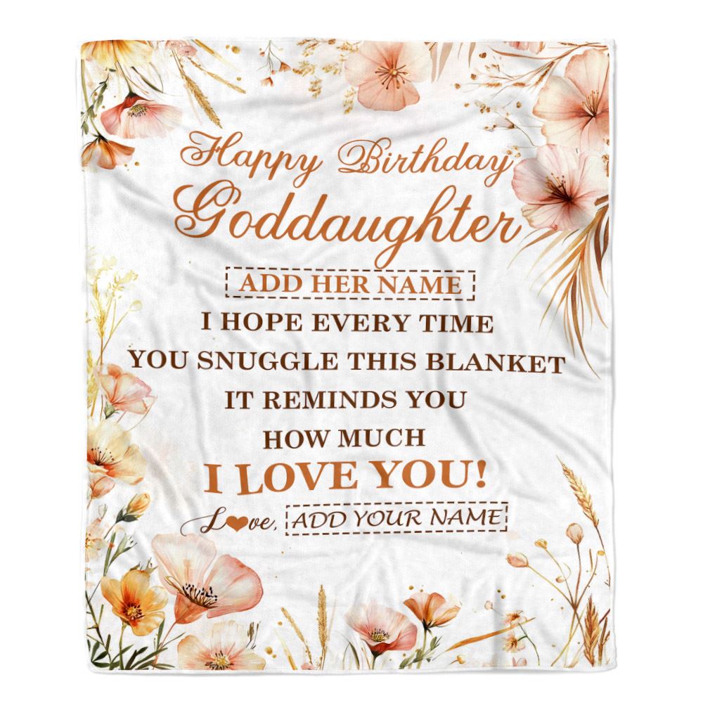 Personalized Birthday Gifts For Goddaughter Gifts From Godmother Blanket Yellow Happy Birthday Goddaughter Unique Gifts Bday Customized Fleece Blanket | siriusteestore